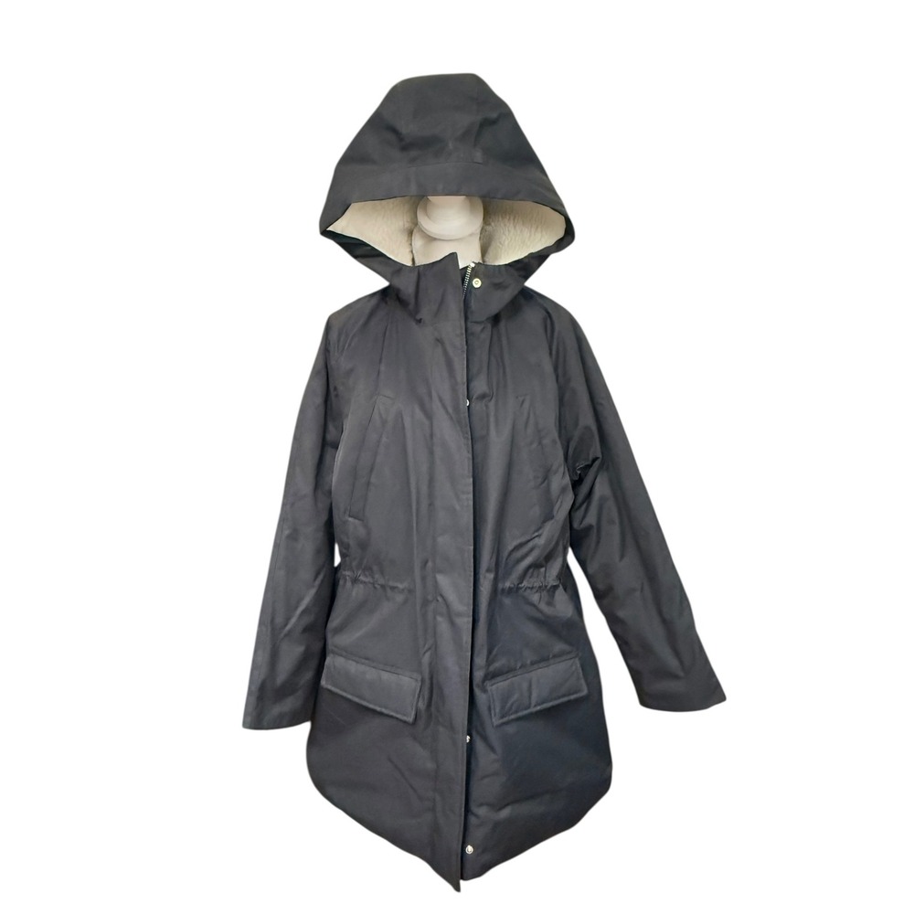 Abercrombie Fitch Black Sherpa Lined Hooded Parka‎ Jacket XL Water Resistant